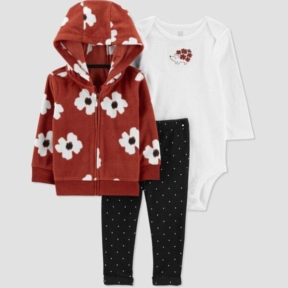 Carters Girls Just One You 3-Piece Set,12 Months Hoodie, Bodysuit and Leggings - Picture 1 of 8